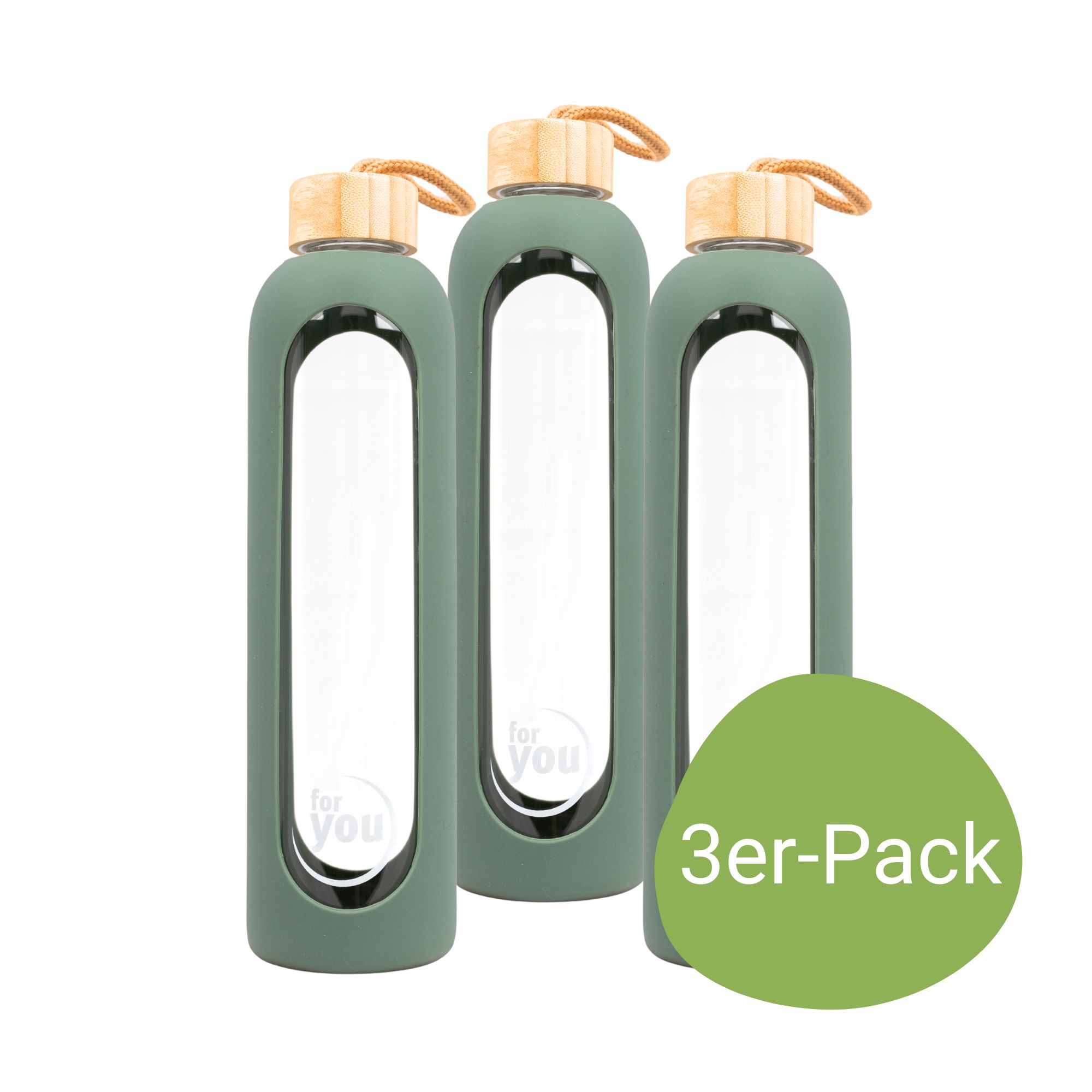 for you Nachhaltige Trinkflasche Dreierpack 2250 ml
