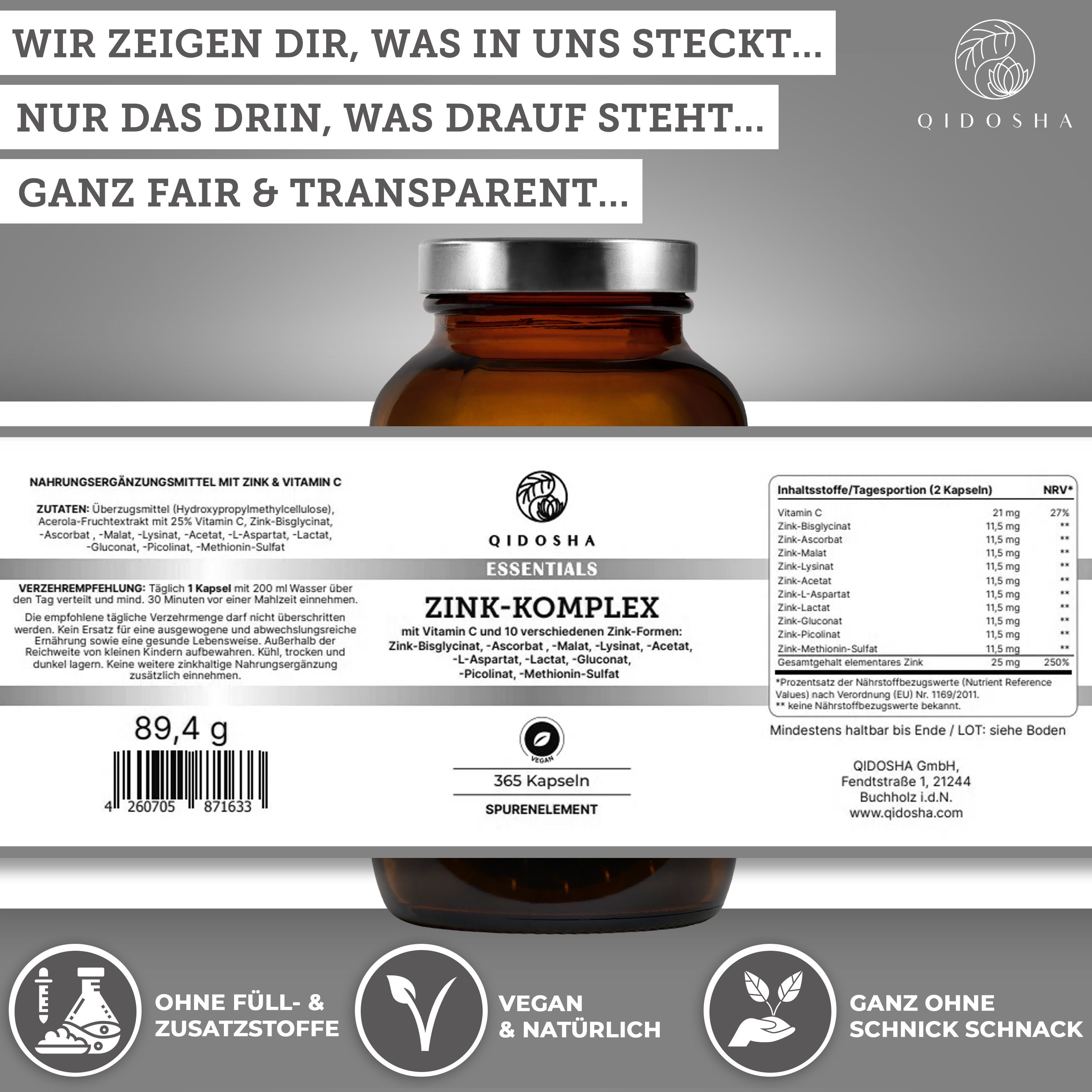 QIDOSHA Zink-Komplex plus Vitamin C