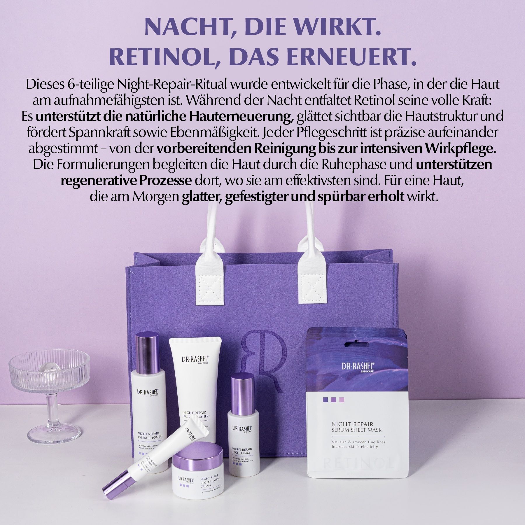 DR RASHEL Gesichtspflege-Set Retinol Anti-Falten Serum Cream Cleanser Toner