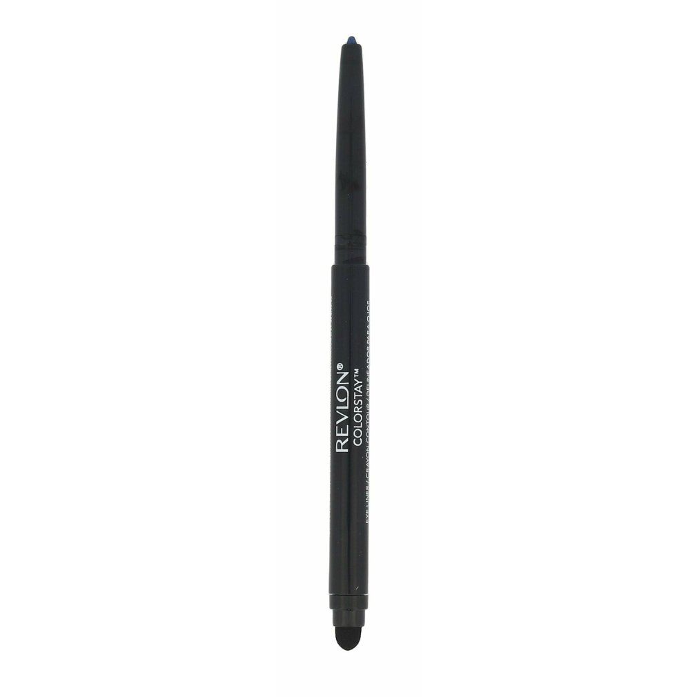 Schwarzer Eyeliner mit blauem Stiftende. Aufschrift: Revlon Colorstay.