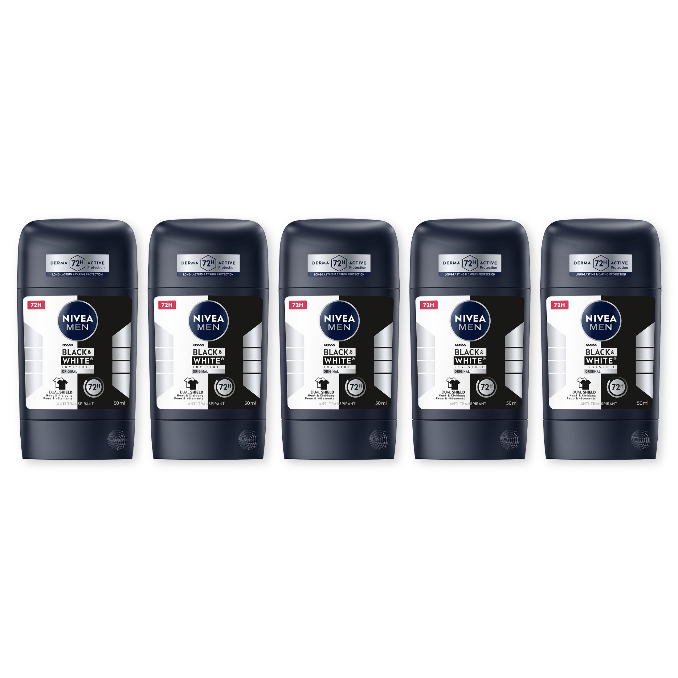 Nivea Deodorant Black & White Invisible Original Deo Stick 5 x 50ml 5x50 l
