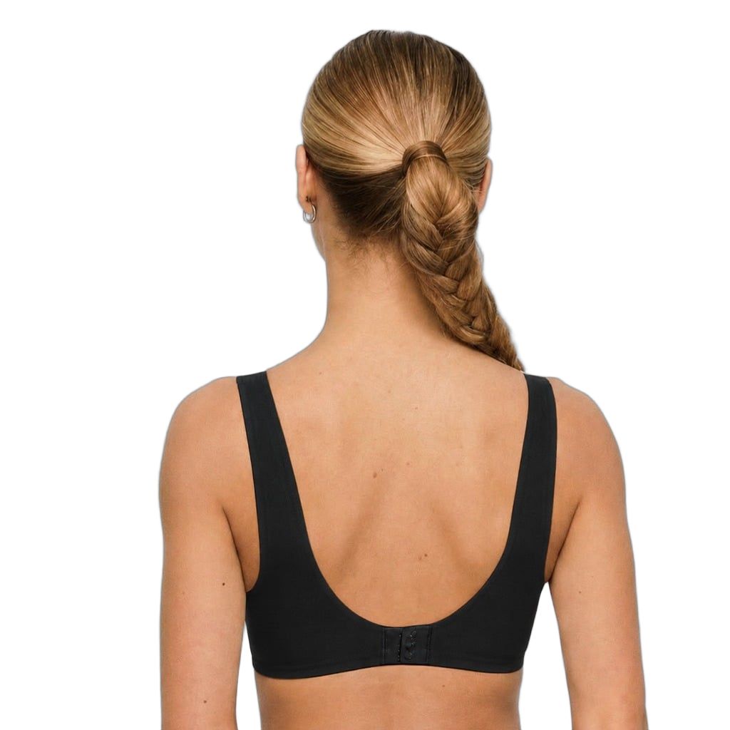 GymBeam Sport-BH nahtlos mit breiten Trägern und Reißverschluss hinten Black