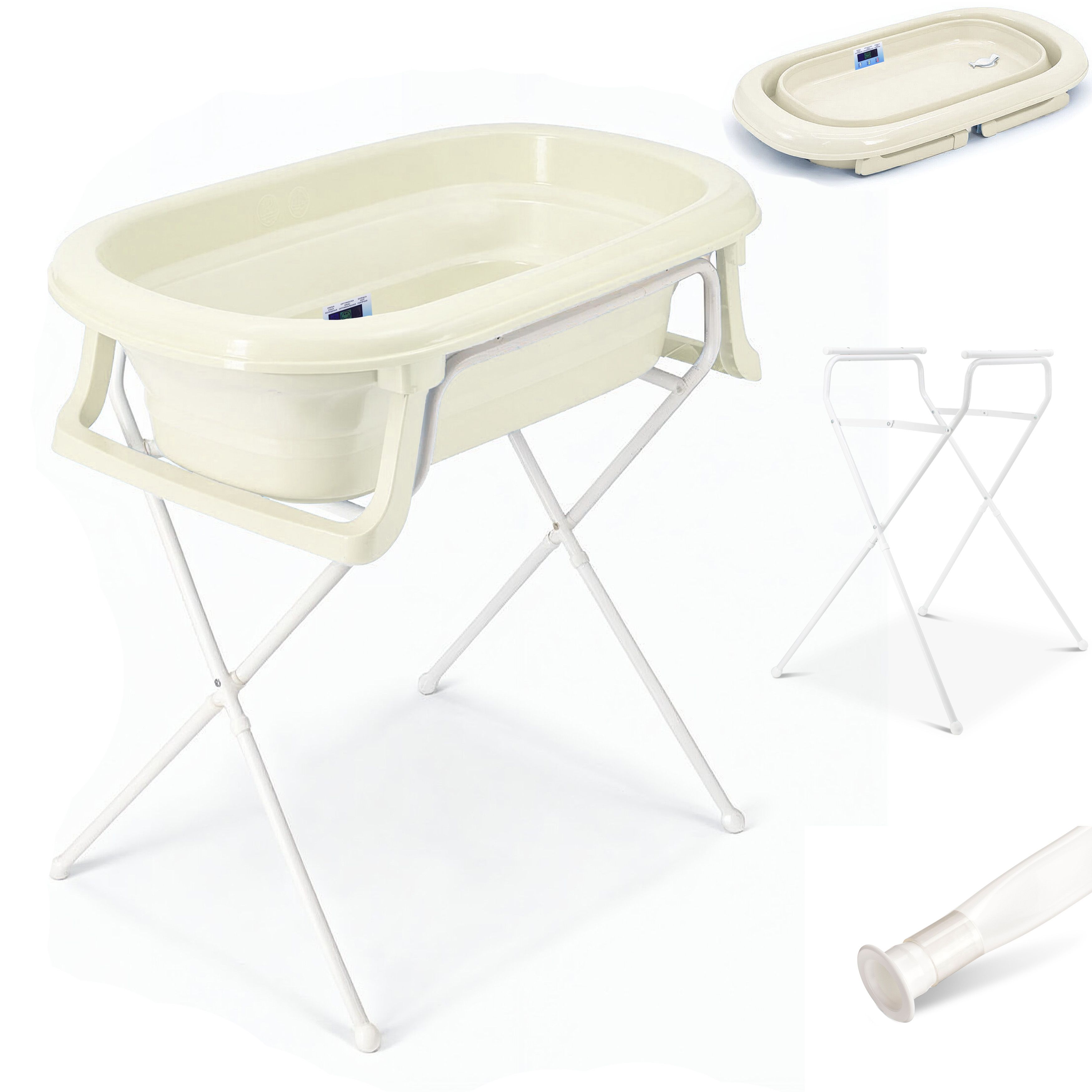 Baby Badewanne faltbar mit Ständer - Babywanne + Abflussschlauch Thermometer 1 St
