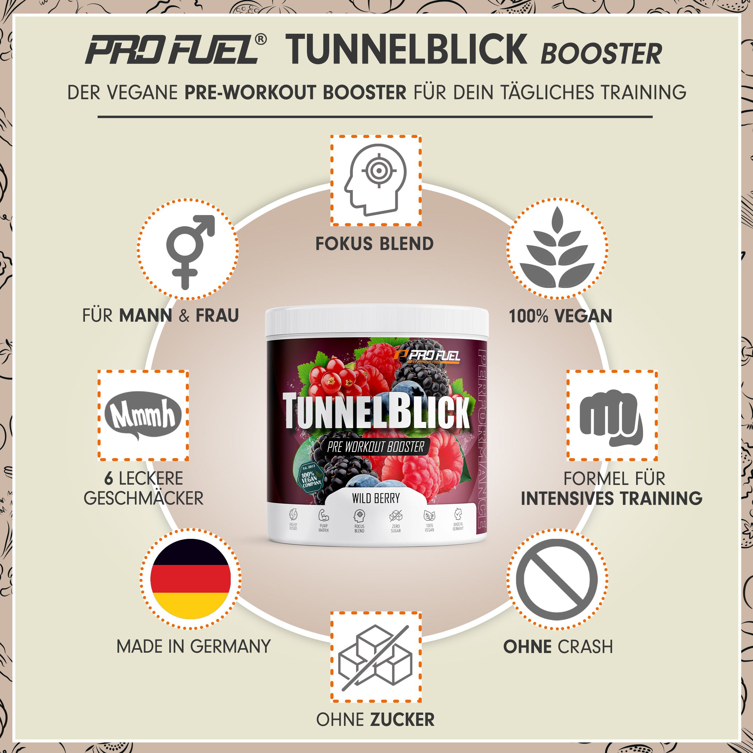 ProFuel - Tunnelblick Pre-Workout-Booster 360 g Pulver