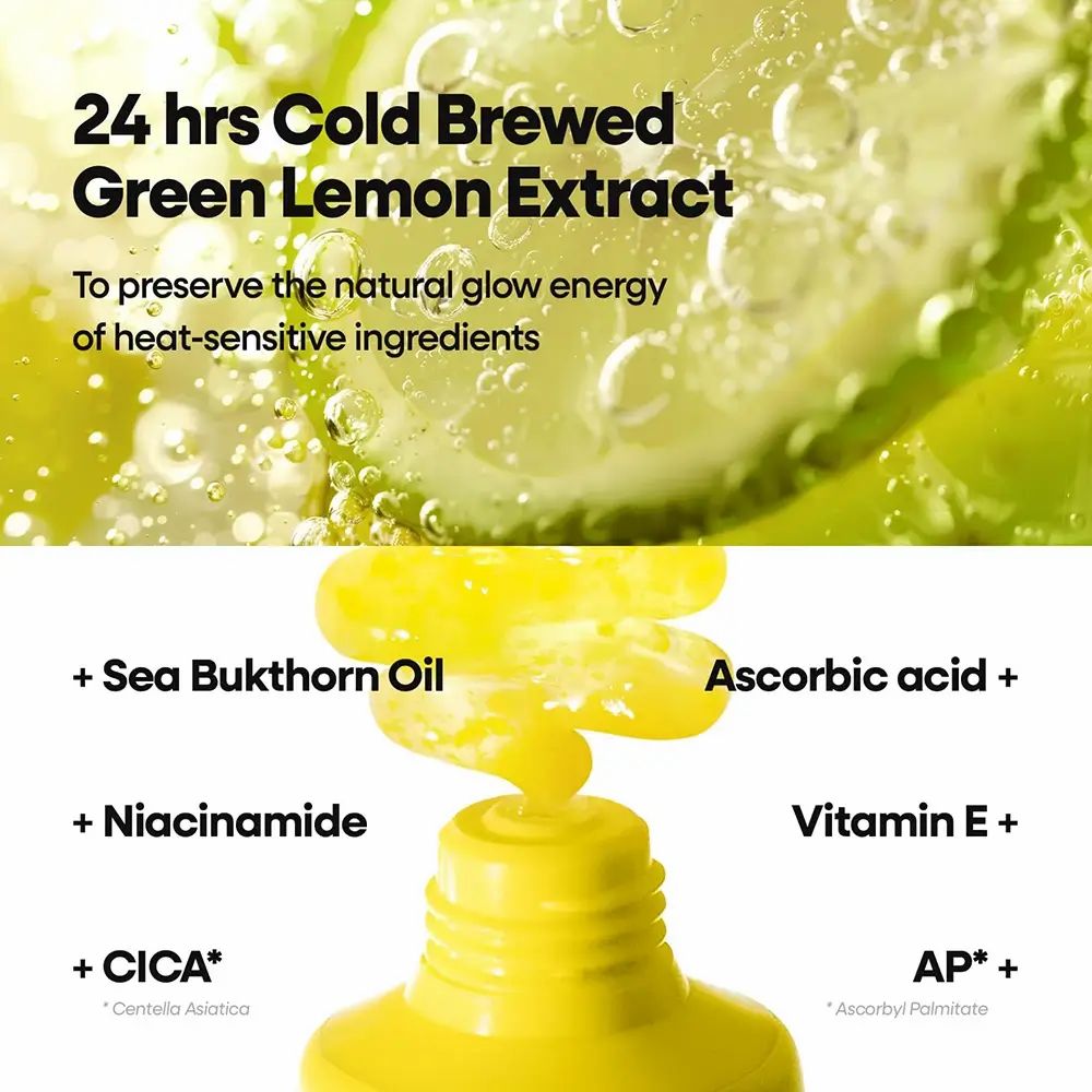 Nahaufnahme einer gelben Tube "Vitapair C Dark Spot Cream". Text zeigt Inhaltsstoffe: Sea Bukthorn Oil, Ascorbinsäure, Niacinamid, Vitamin E, CICA, AP.