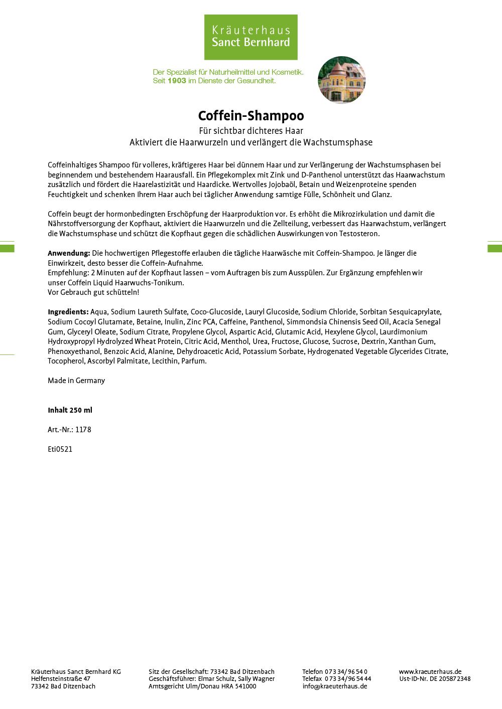 Sanct Bernhard Coffein Haarpflegeset