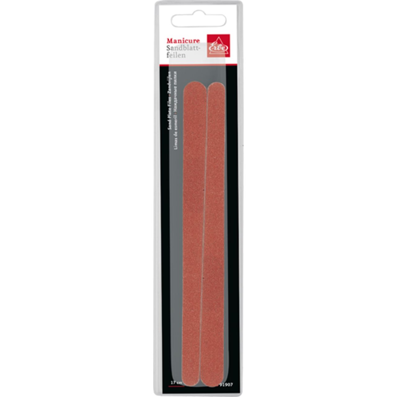 Erbe, Sandblattfeile mit Mahagoni-Holzkern, helle Seite = fein, dunkle Seite = grob
