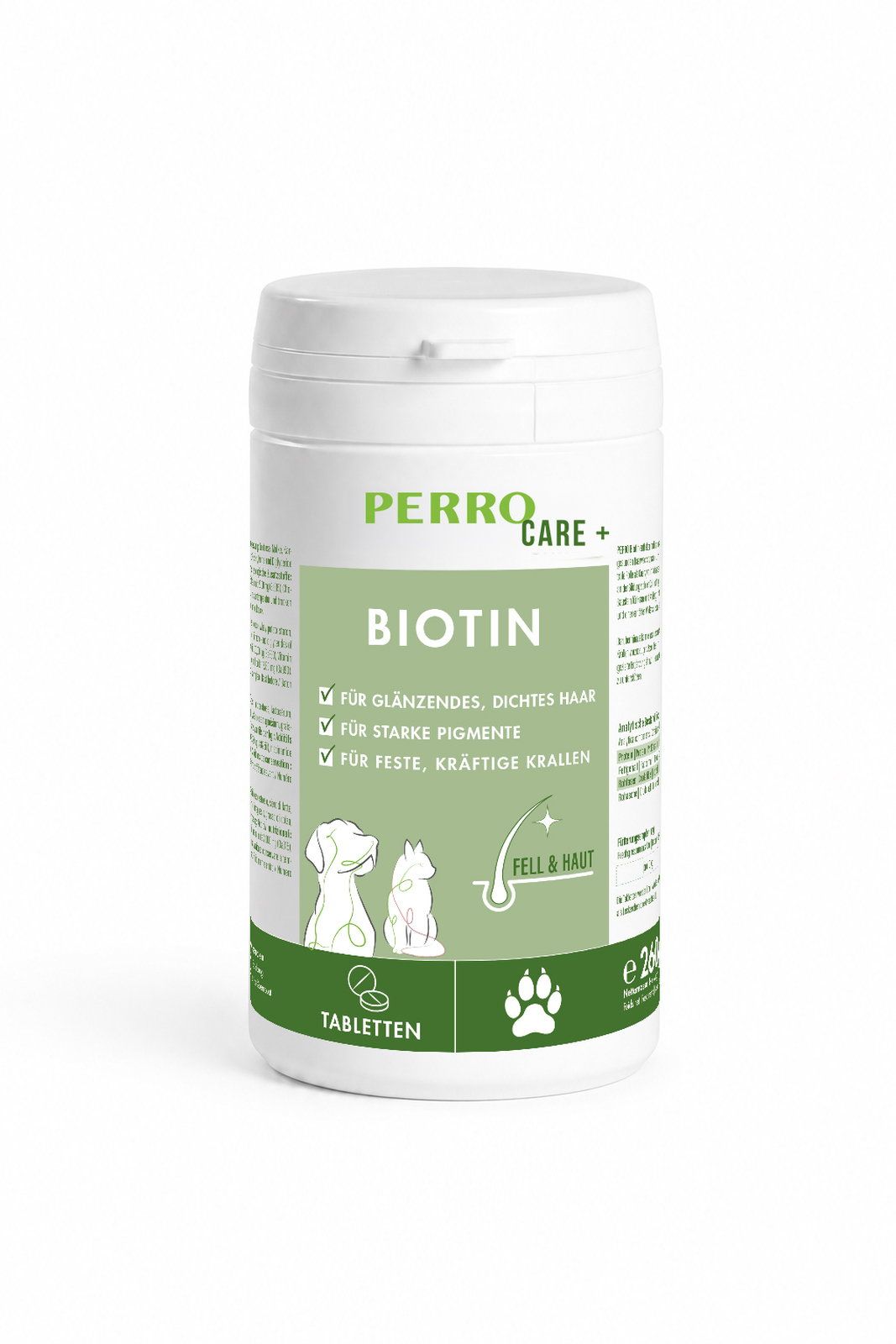 Perro Care Biotin Tabetten - für Fell und Krallen von Hunden & Katzen 260 g Futter