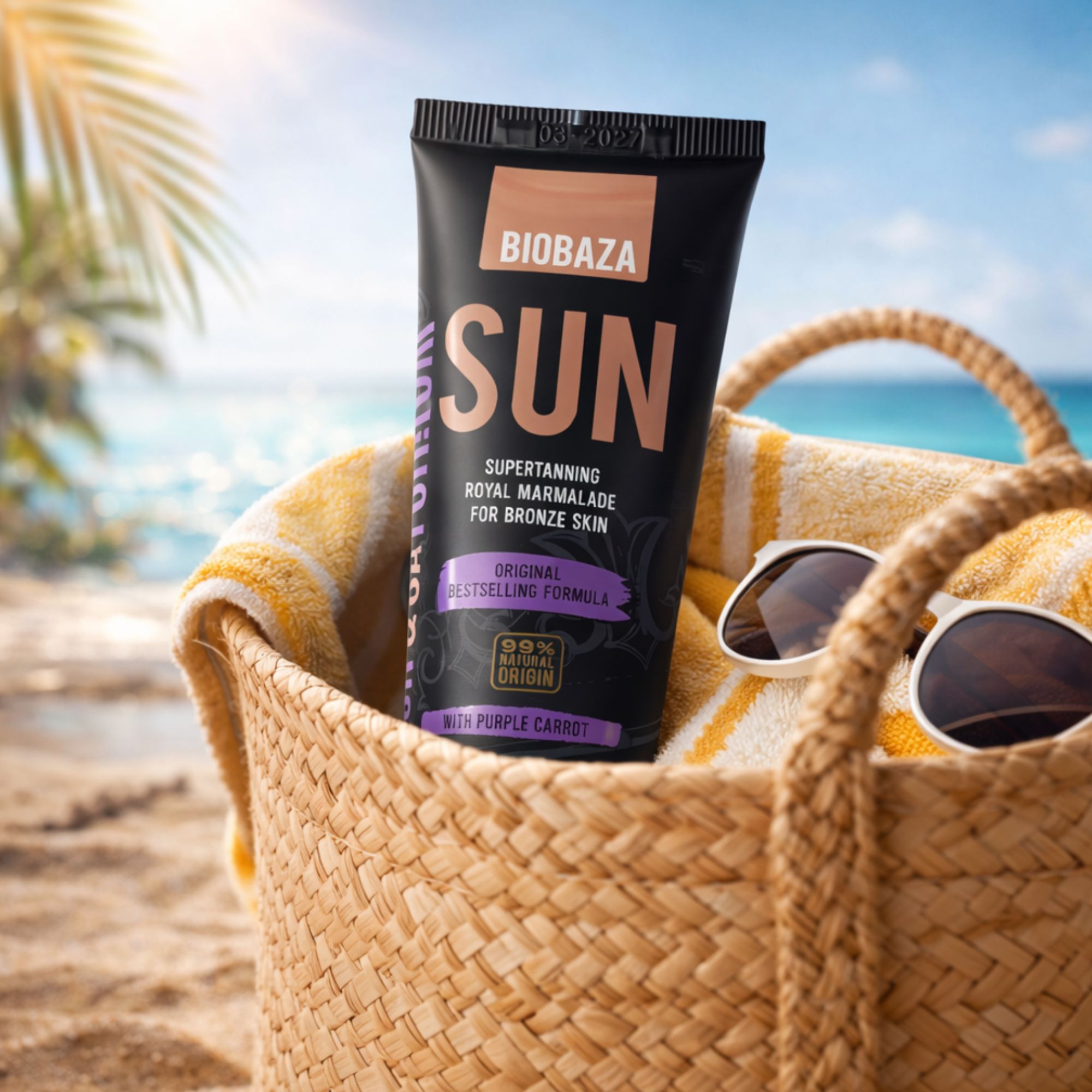 BIOBAZA Sun Royal Bräunungsbalsam – Schnelle Bräune & Intensiv Bronzer Teint, 99 % natürliche Formel