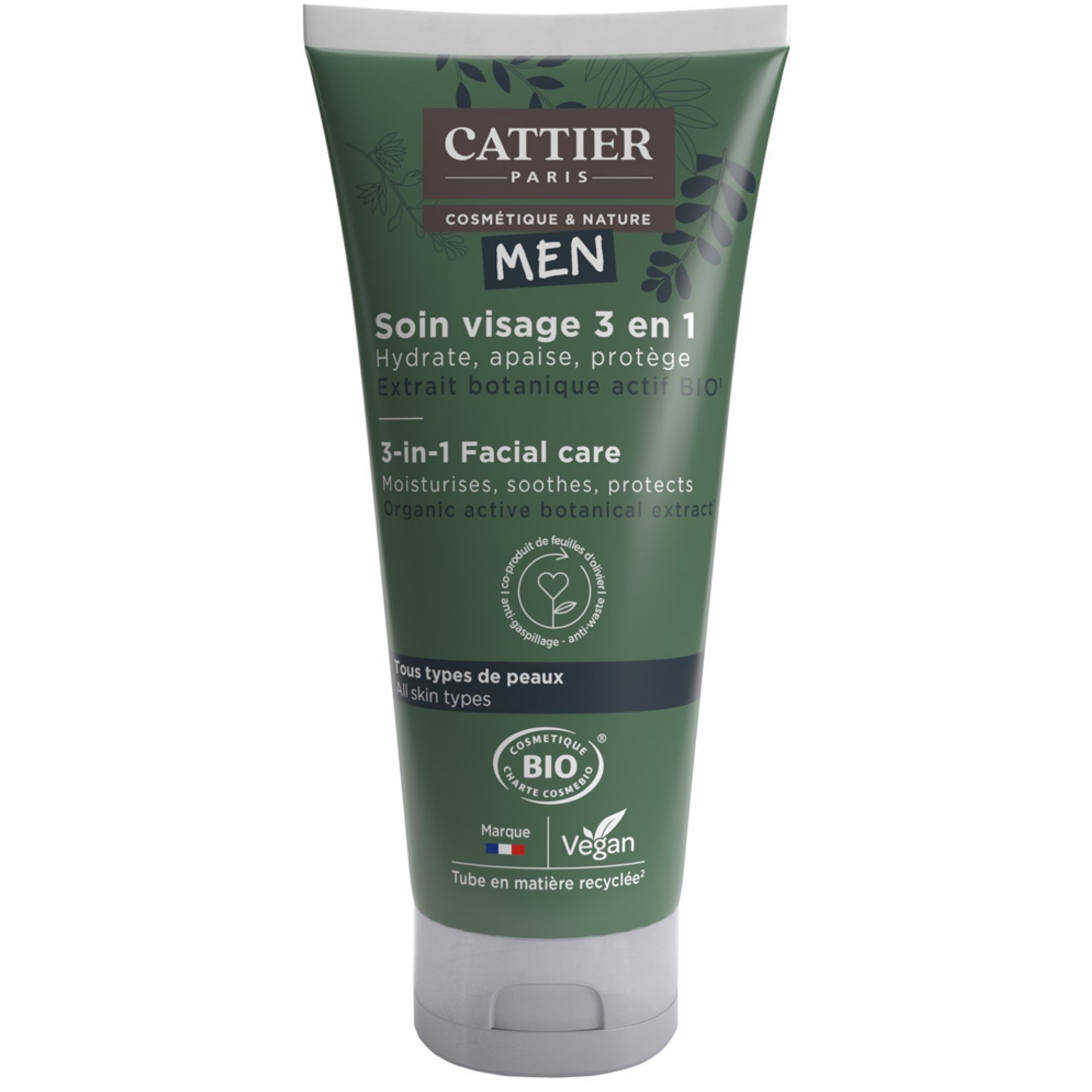 Cattier Men Gesichtspflege 3in1 Bio 13x5x4 cm