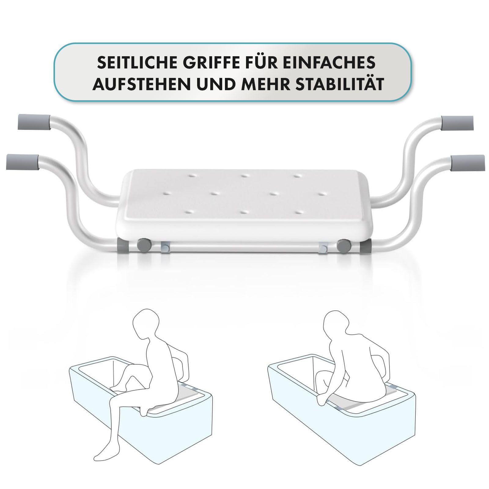 KARAT Badewannensitz Levi - Badewannenbrett - Verstellbar und rutschfest - Belastbar bis 136 kg