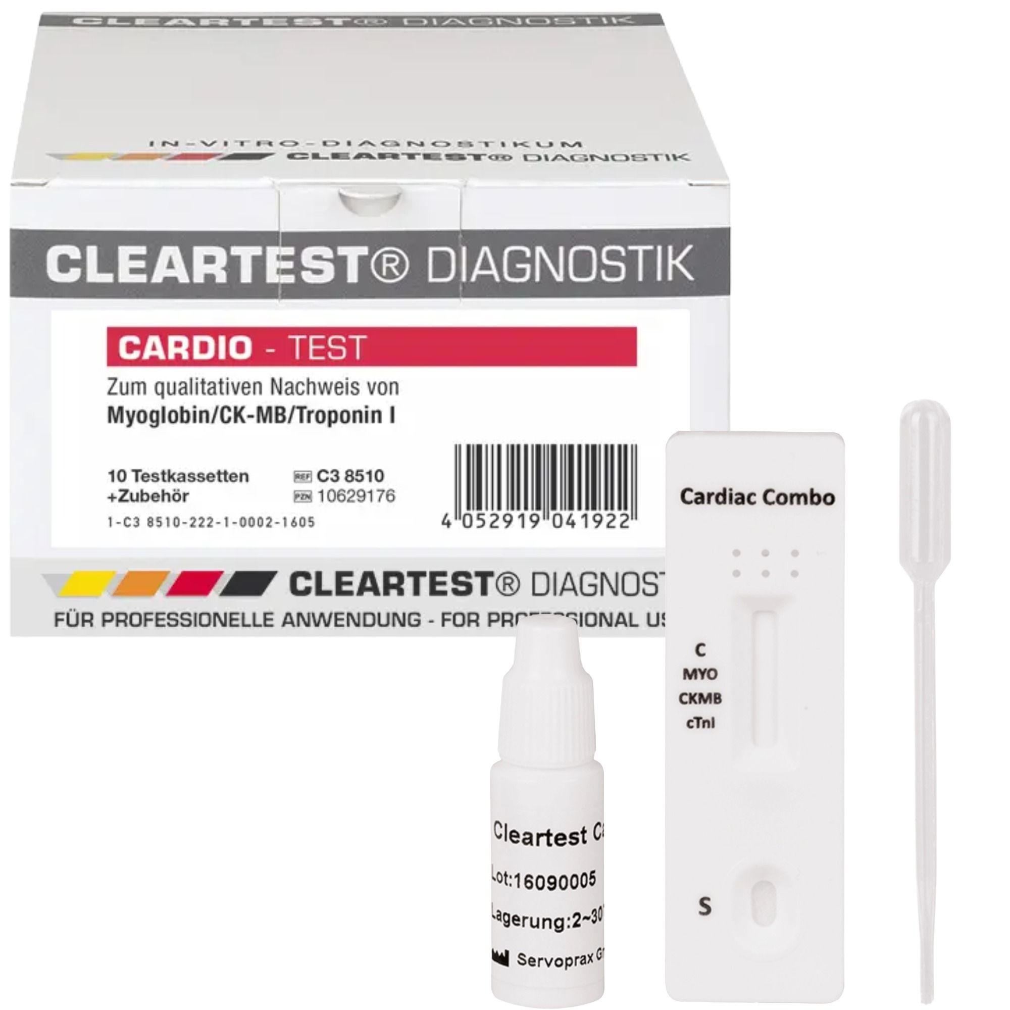 Cleartest Cardio Myoglobin Ck-Mb Troponin I Schnelltest Herzinfarkt Diagnostik 10 St Kombipackung