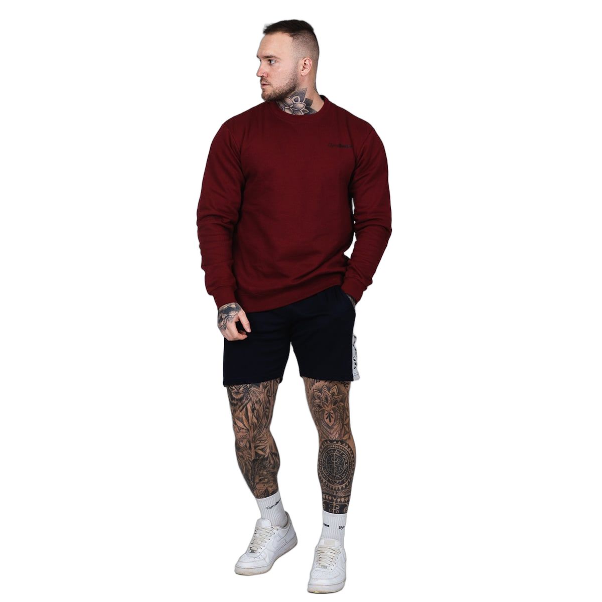 GymBeam Pullover Herren regular Langarm ohne Kapuze Basic Burgunderrot