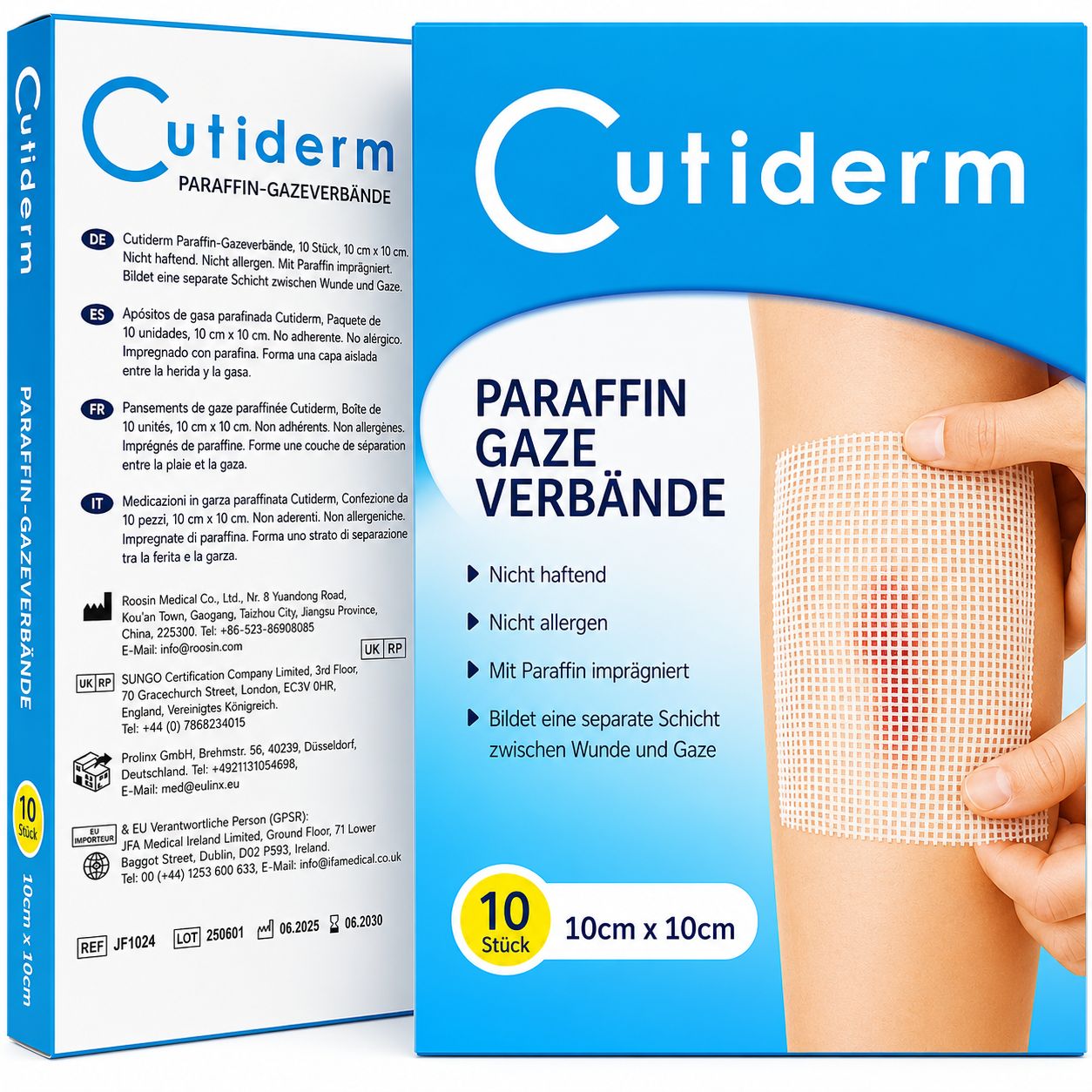 Compresse sterile in garza paraffinata 10 cm x 10 cm Cutiderm