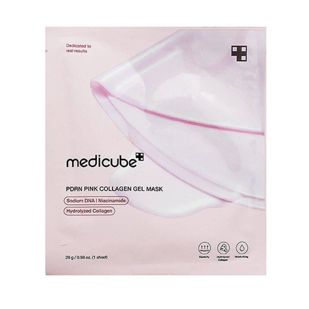 Medicube PDRN Pink Collagen Gel Mask Packung mit einer einzelnen Gesichtsmaske.