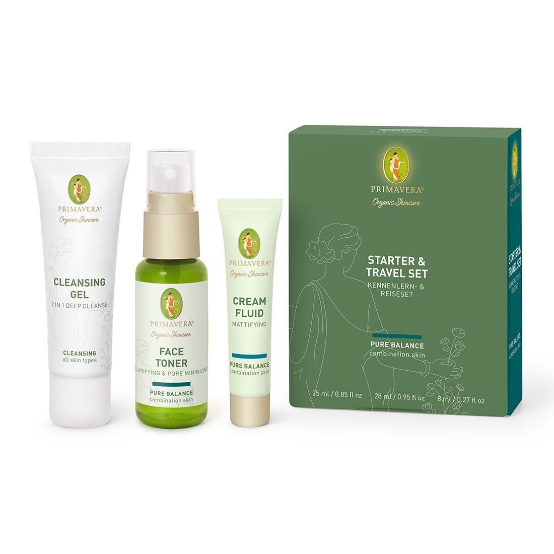 Primavera Organic Skincare Starter & Traveler Set Pure Balance 61 ml