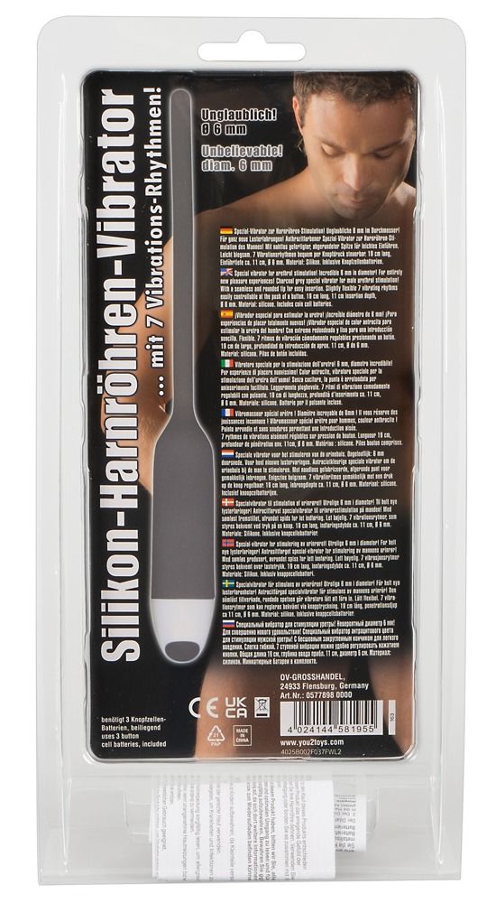 Verpackung mit Vibrator. Schwarze Verpackung mit Produktname und Abbildung. You2Toys.