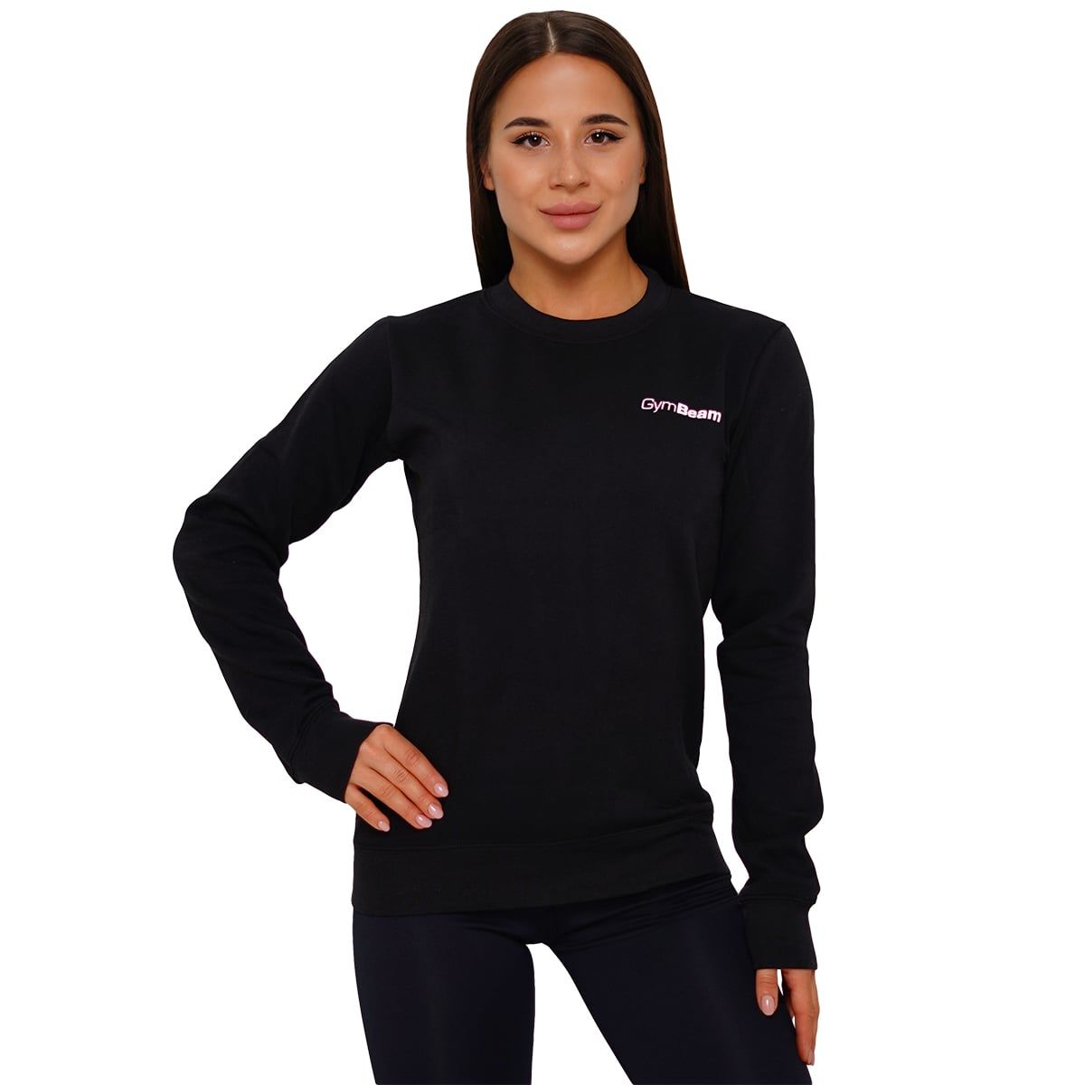 GymBeam Pullover Damen regular Langarm ohne Kapuze Basic Schwarz