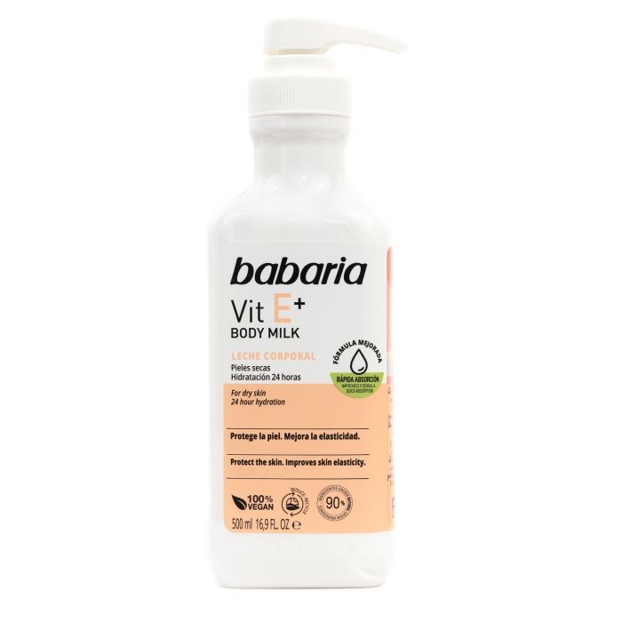 Babaria Crema Lozione Corpo, Vitamina E+ Latte Corpo 100% Vegan 500 Ml (Latte Corpo, 500 Ml) - Immagine 3