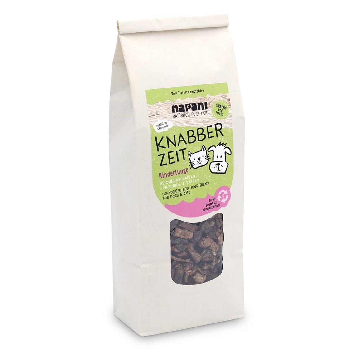 Napani Knabber Zeit - Rinderlunge getrocknet - Snack für Hunde & Katzen