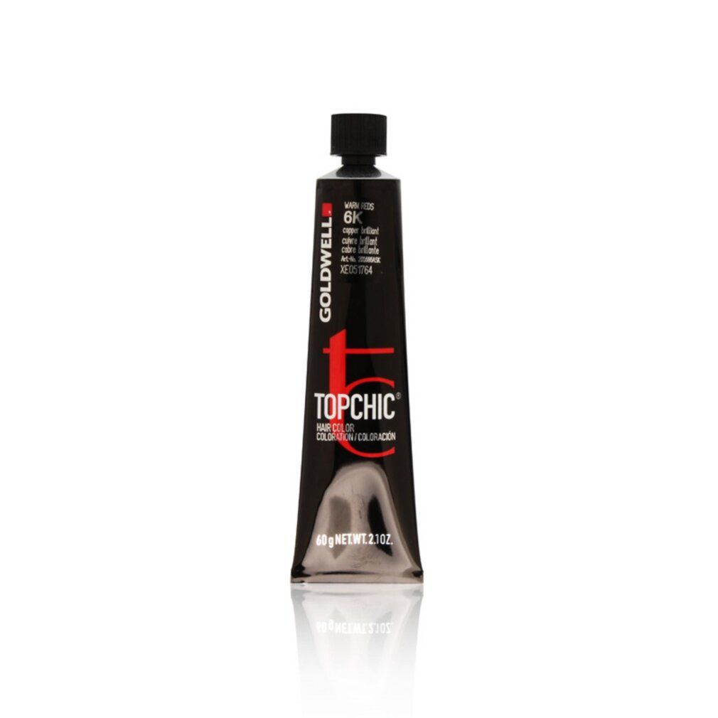 Goldwell Topchic Haarfarbe, 6K. Schwarze Tube, Produktname und Details. 60g Netto.