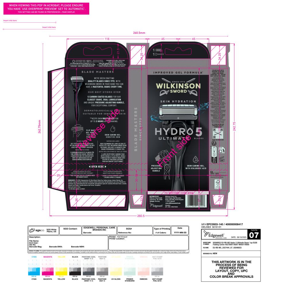 Wilkinson Sword Hydro 5 Ultimate Rasierer mit Hautpflege-Gel und 5 Klingen.