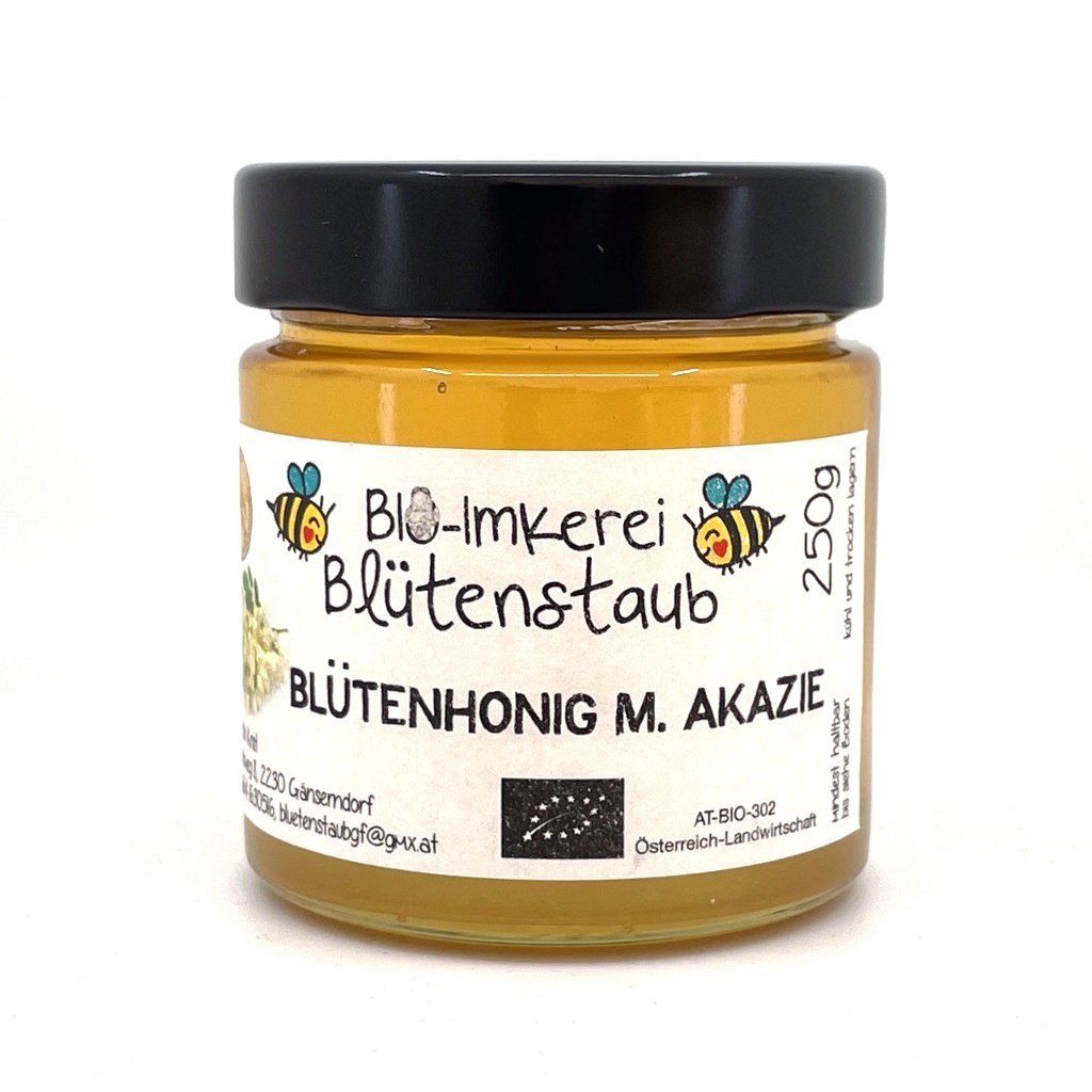 Bio Blütenhonig mit Akazie von Bio-Imkerei Blütenstaub 250 g Honig