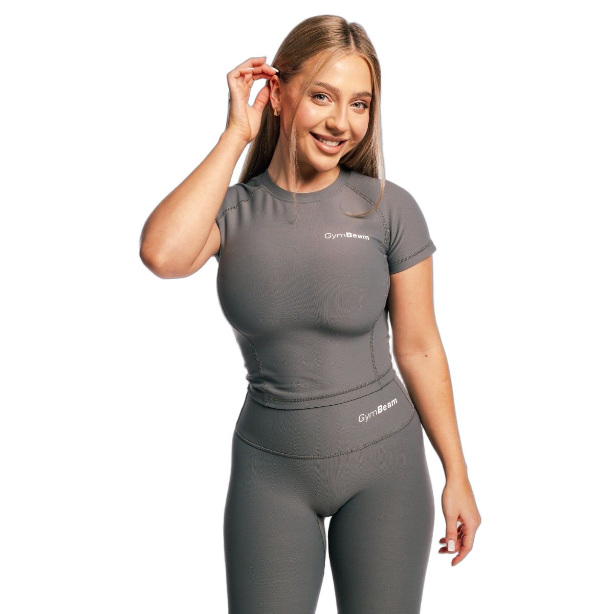 GymBeam T-Shirt Damen slim Kurzarm Rundhalsausschnitt Carbon Core