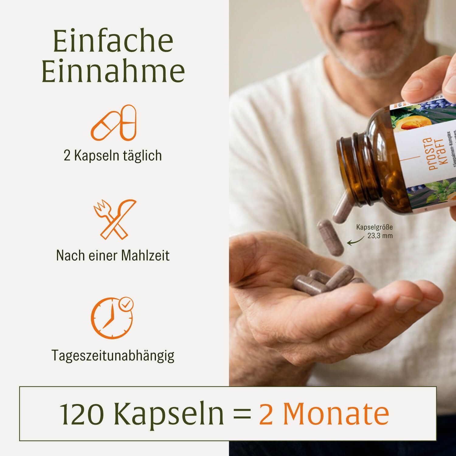 PROSTAKRAFT Flasche mit Kürbis, Trauben und Blättern. Nahrungsergänzungsmittel.