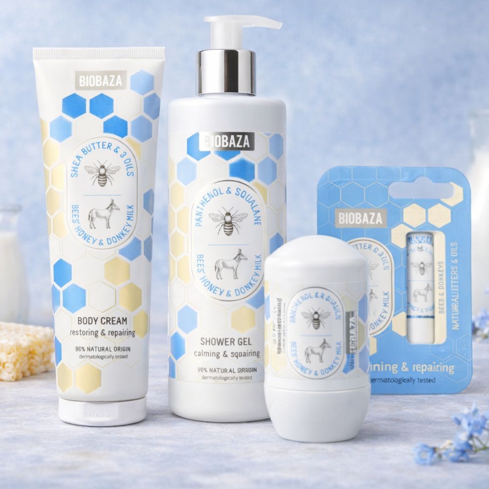 Biobaza Gentlemen Sportsmen Geschenkset – Herren Pflegeset mit Duschgel, Deo & Intimwaschgel 4 St