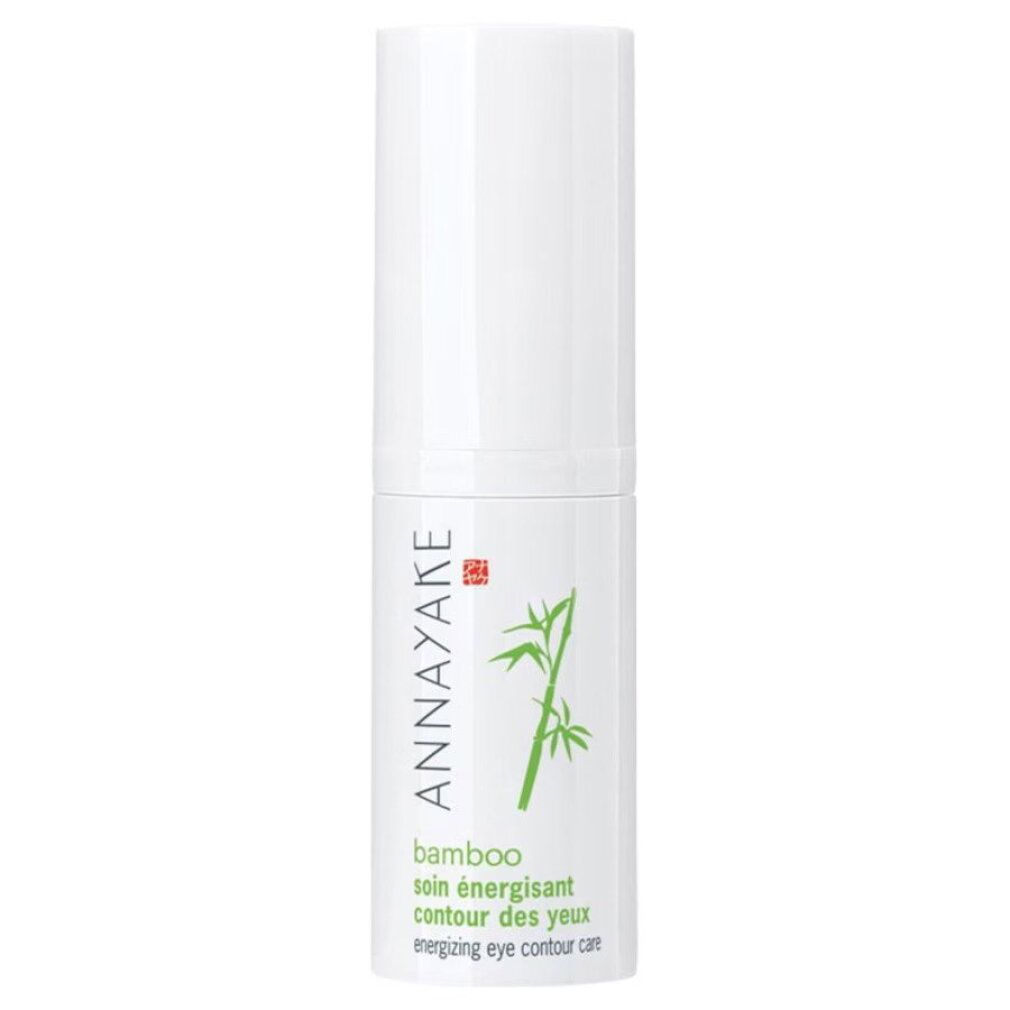 Annayake Bamboo Augencreme in weißer Flasche mit Bambusmotiv.