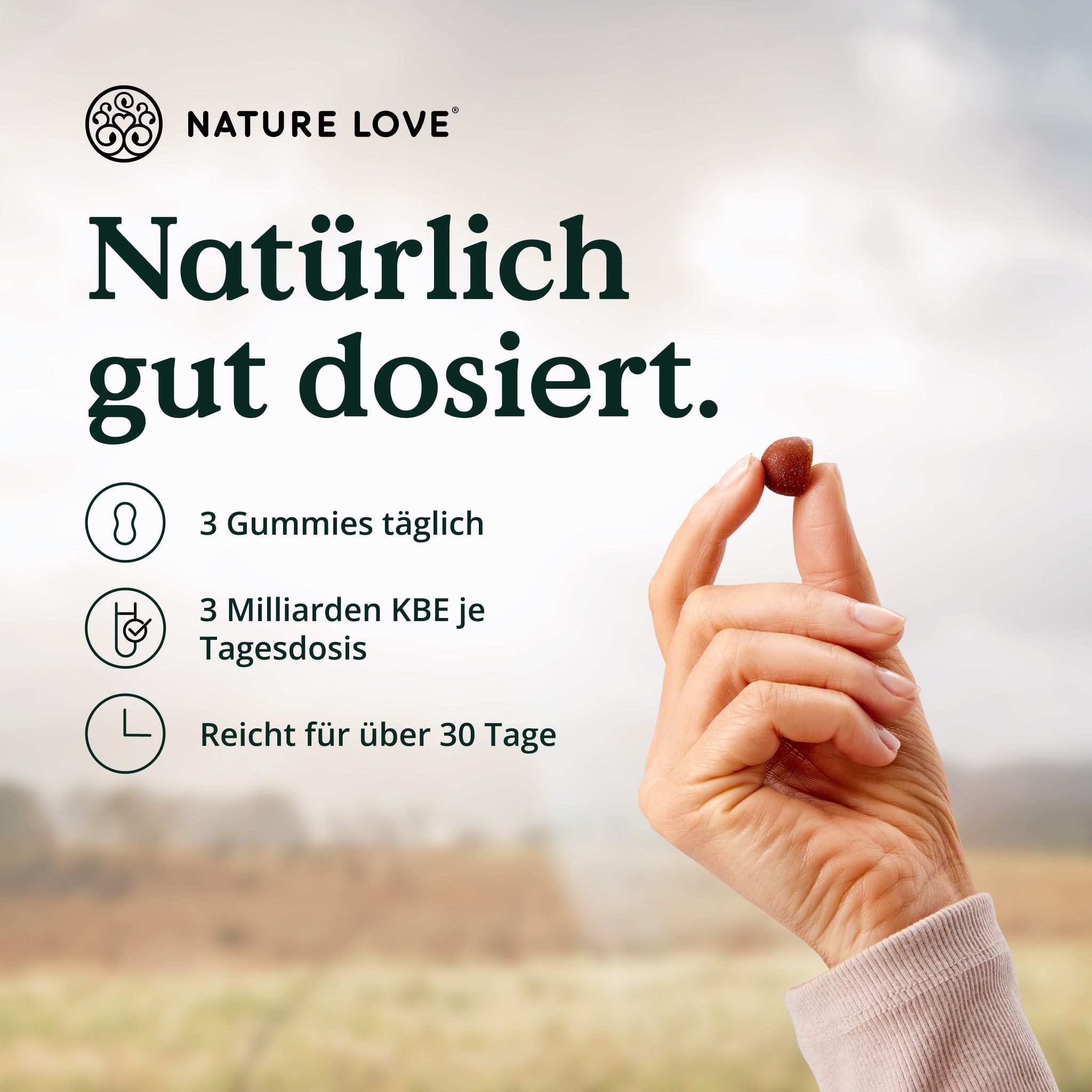 NATURE LOVE® Bacillus Subtilis Gummies - 100 Stück - Mikrobe des Jahres 2023 - 3Mrd. KbE/Tagesdosis