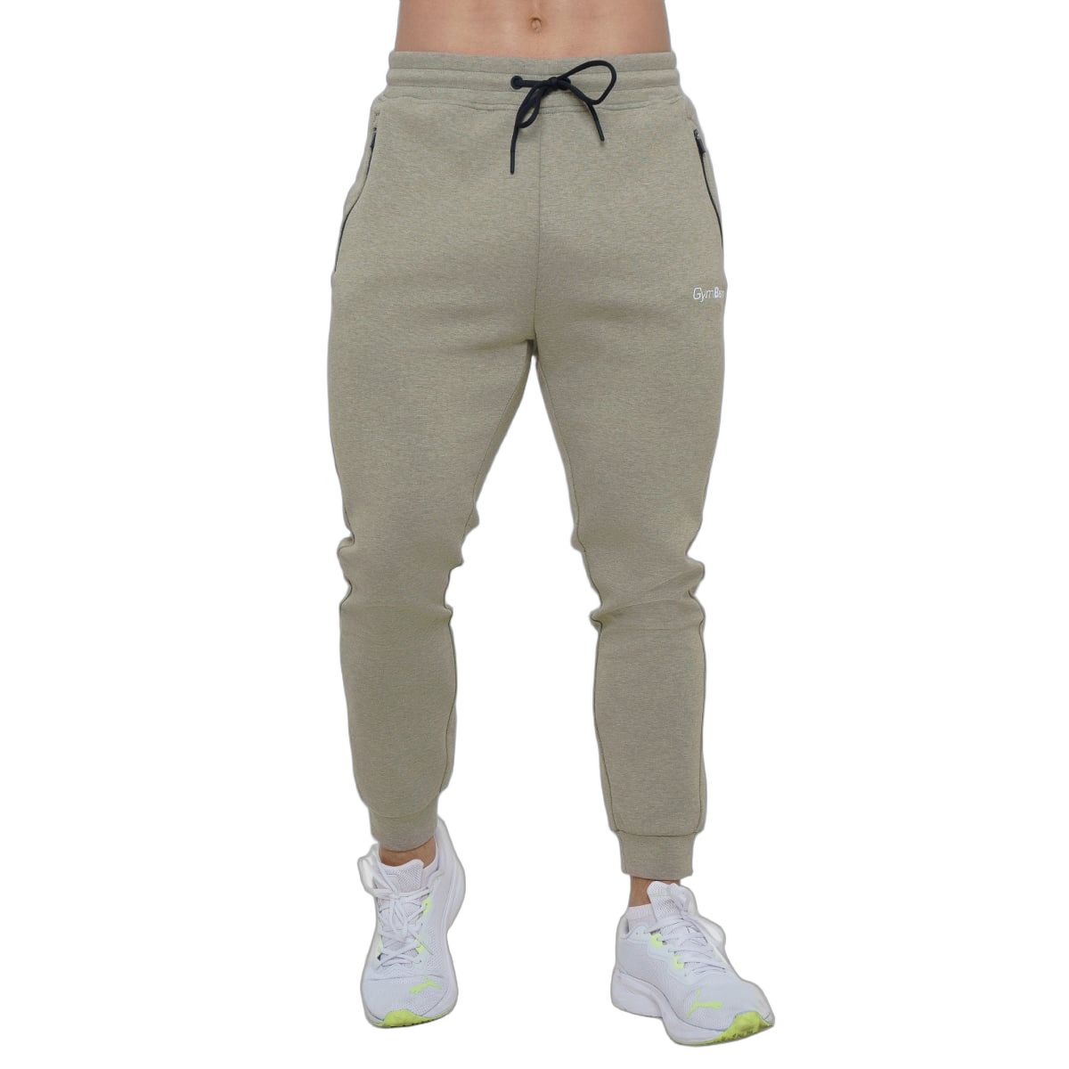 GymBeam Jogginghose Herren slim mit Kordelzug und Reißverschlusstaschen Sage 1 St