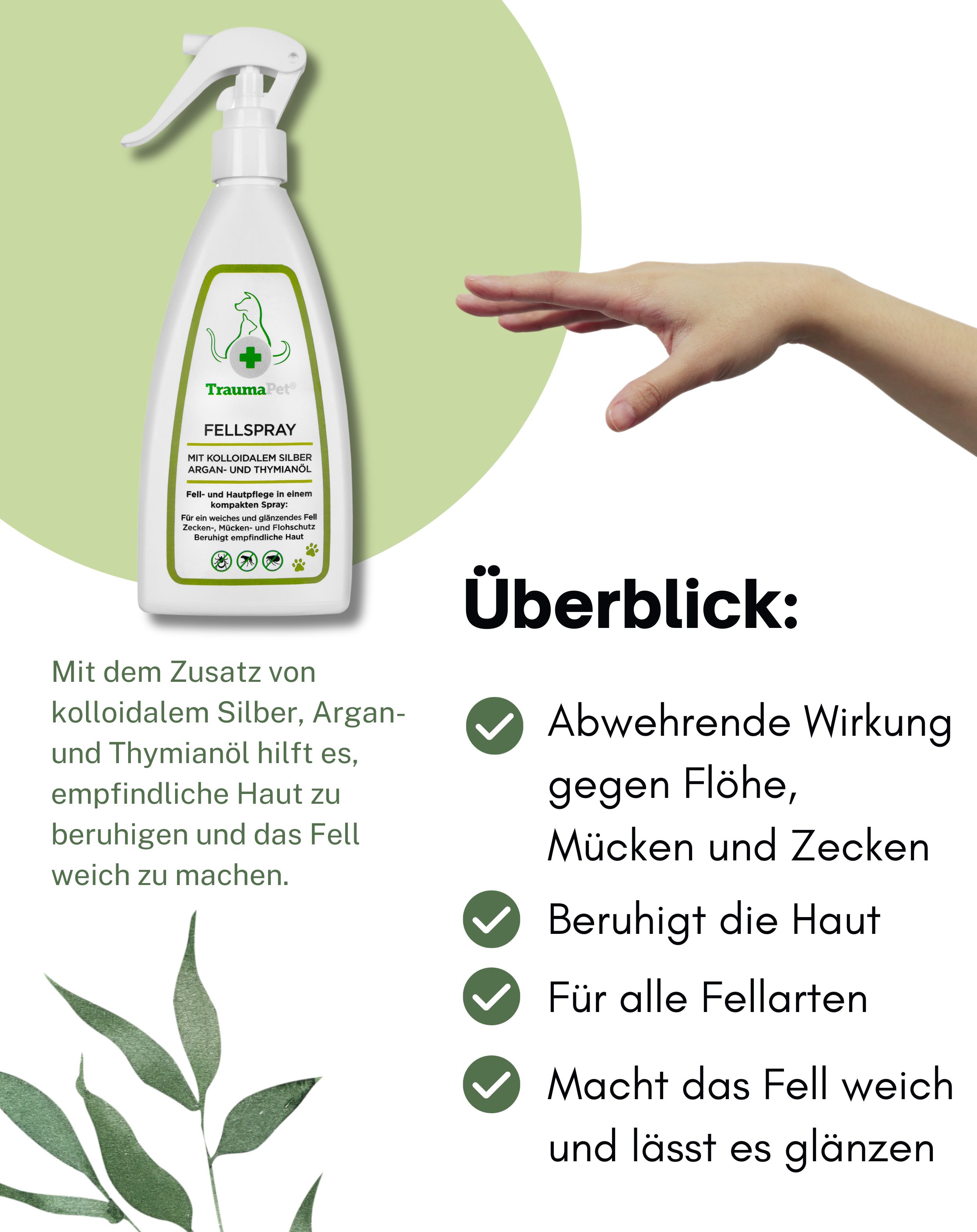 TraumaPet Fellspray mit kolloidalem Silber für Hunde und Katzen 200 ml Spray