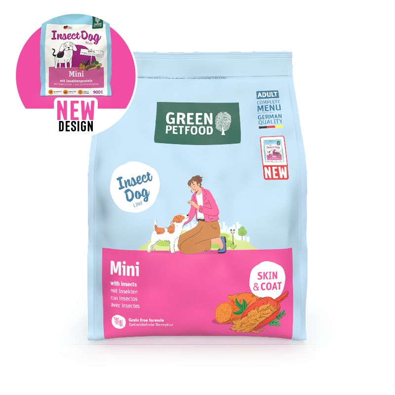 Green Petfood Mini mit Insekten Hundefutter-Sack, neue Verpackung.
