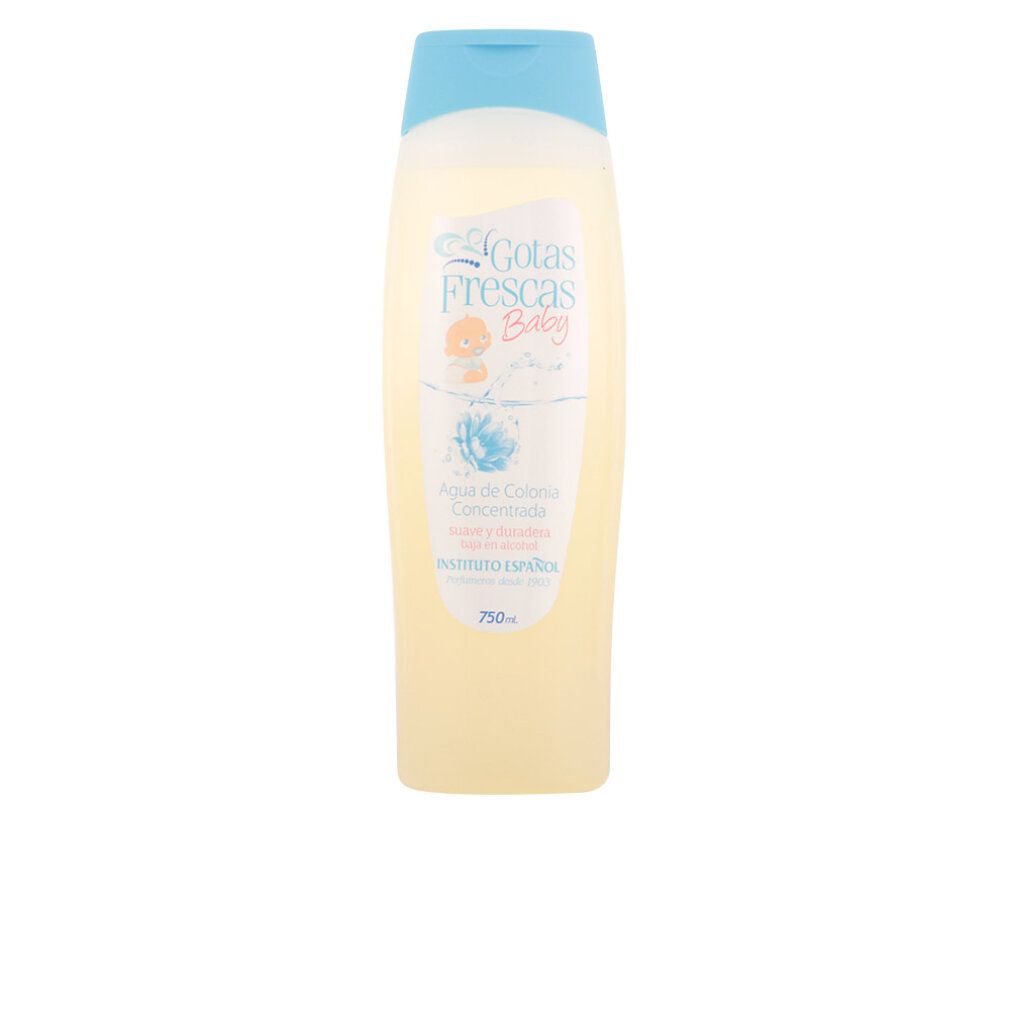 Baby-Eau de Cologne in einem gelben Flakon mit blauem Verschluss. 750ml.