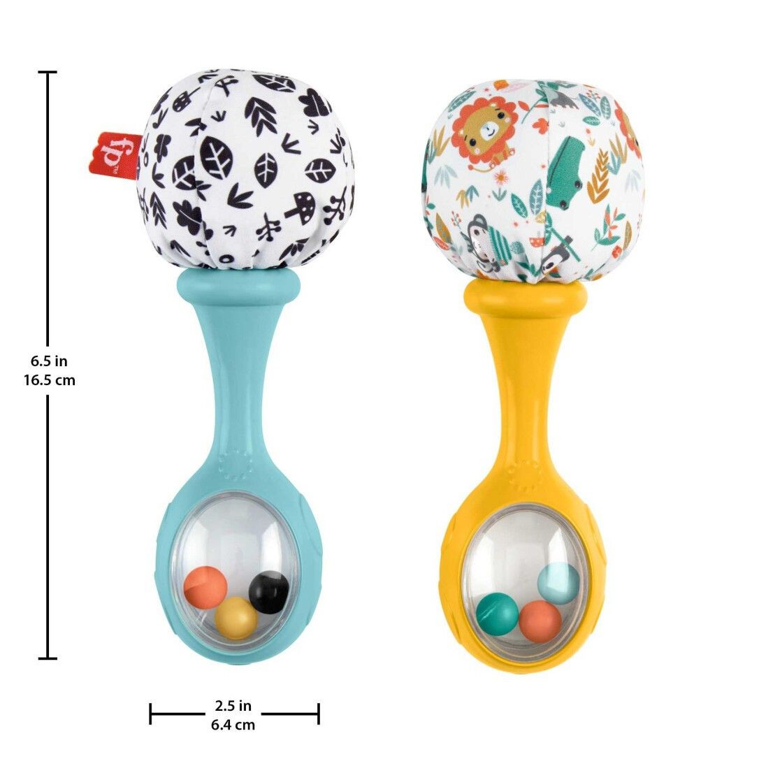 Mattel Fisher-Price Babys Rumba-Rasseln Spielzeug, 2er-Set für Babys ab 3 Monaten, kontrastreiches