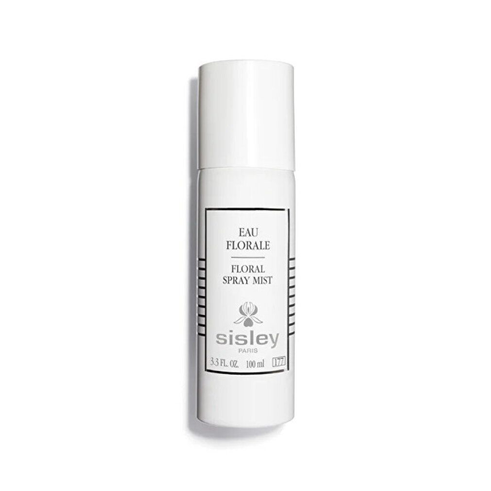 Weißes Sisley Eau Florale Spray. Aufschrift: Eau Florale, Floral Spray Mist, Sisley Paris. 3.3 fl. oz. 100 ml.