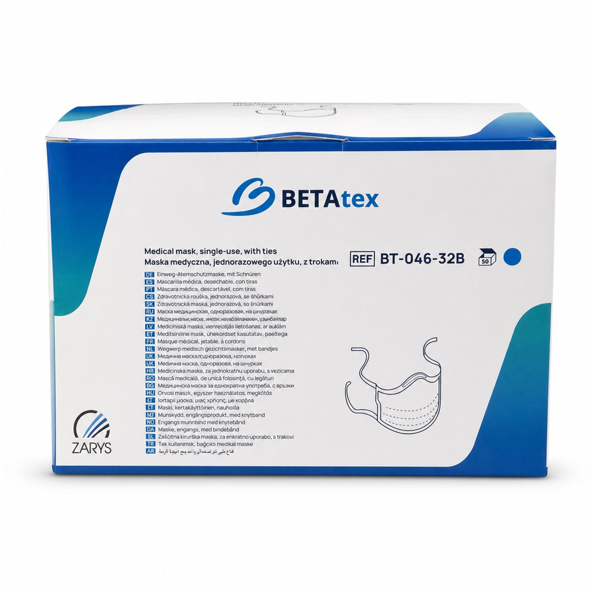 BETAtex Mundschutz Typ II mit Bindebändern blau OP-Maske