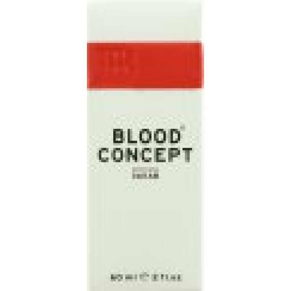 Weiße Verpackung mit rotem Band. Aufschrift BLOOD CONCEPT, darunter eau de parfum. Unten 60 ml e 2 fl.oz.