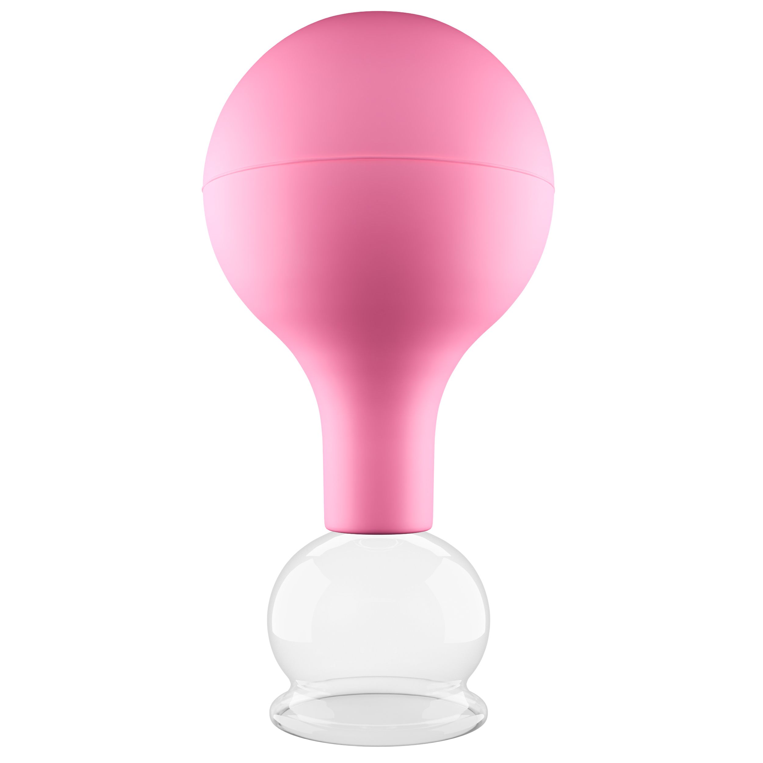 Pulox Schröpfglas aus Echtglas mit Saugball - 32mm in Pink