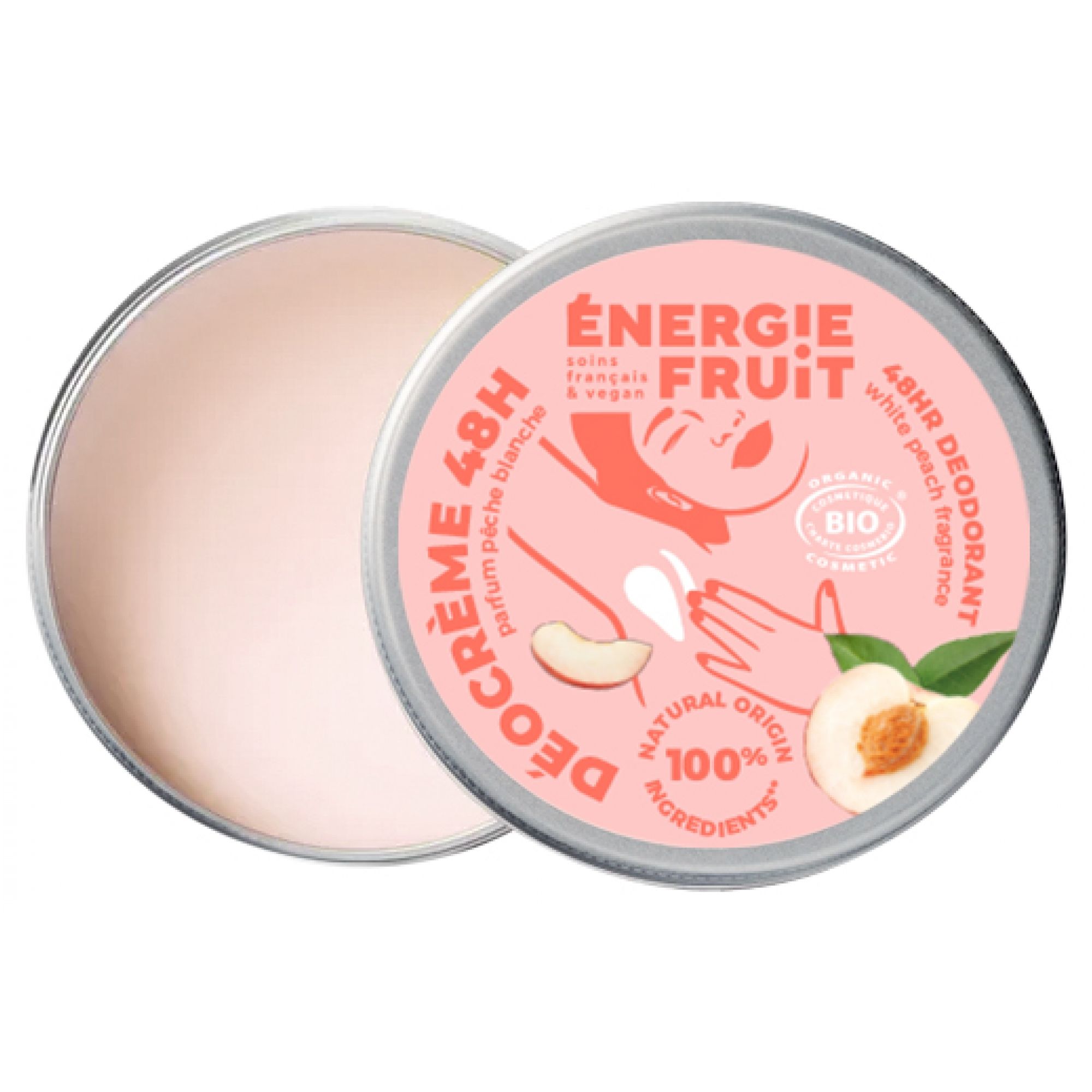 Energie Fruit 48H Déocreme Duftstoff Weisser Pfirsich Bio 2,5x5,8x5,8 cm