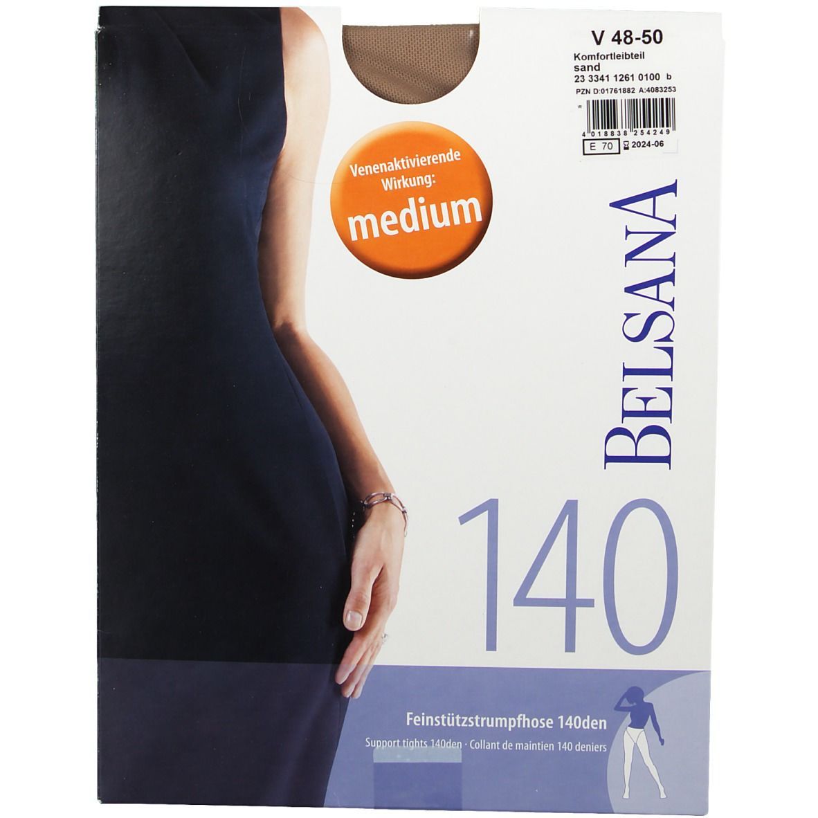 Belsana 140den Feinstützstrumpfhose Größe 5 Schuhgröße 47 - 50 Sand