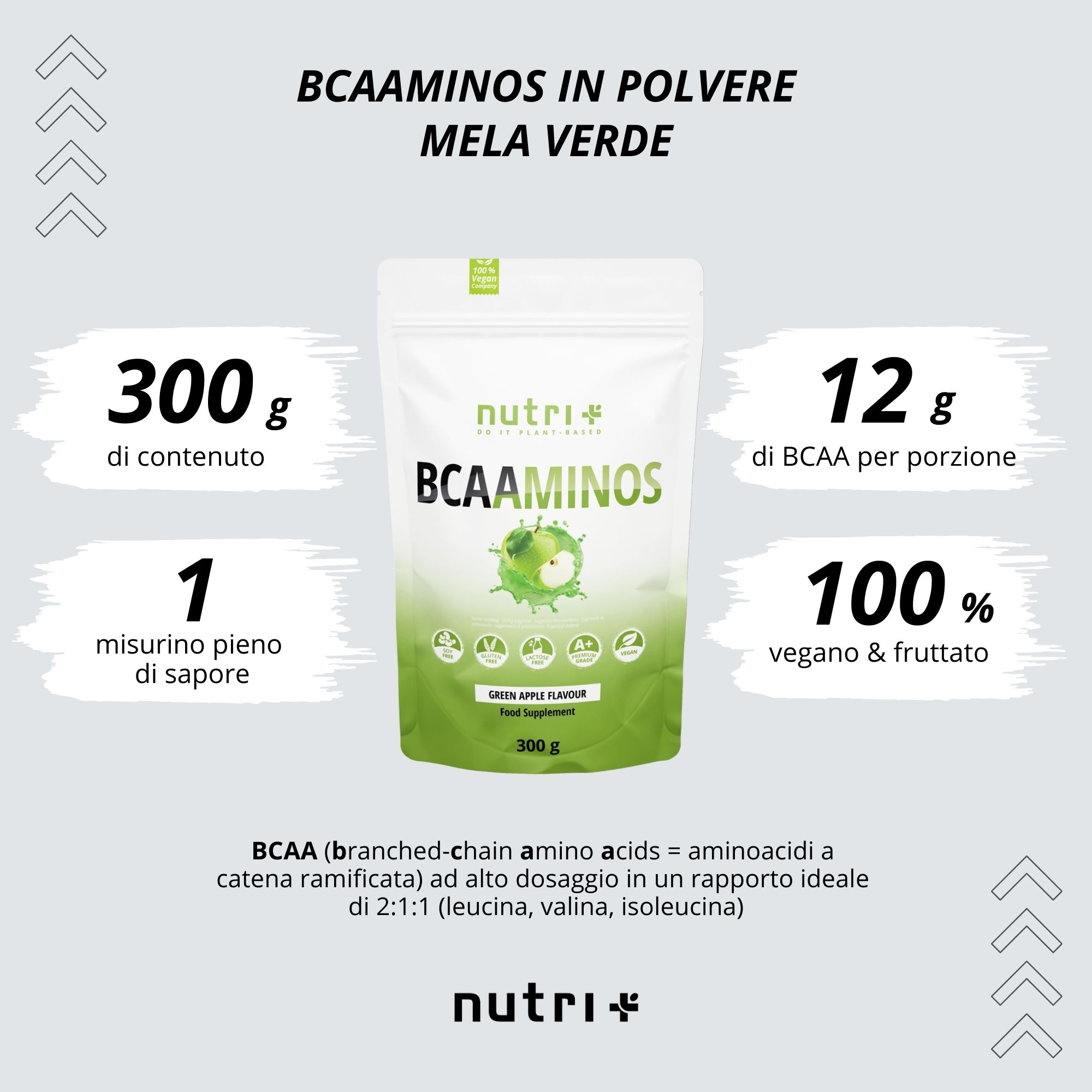 nutri+ BCAA Pulver 300g - Aminosäuren Komplex