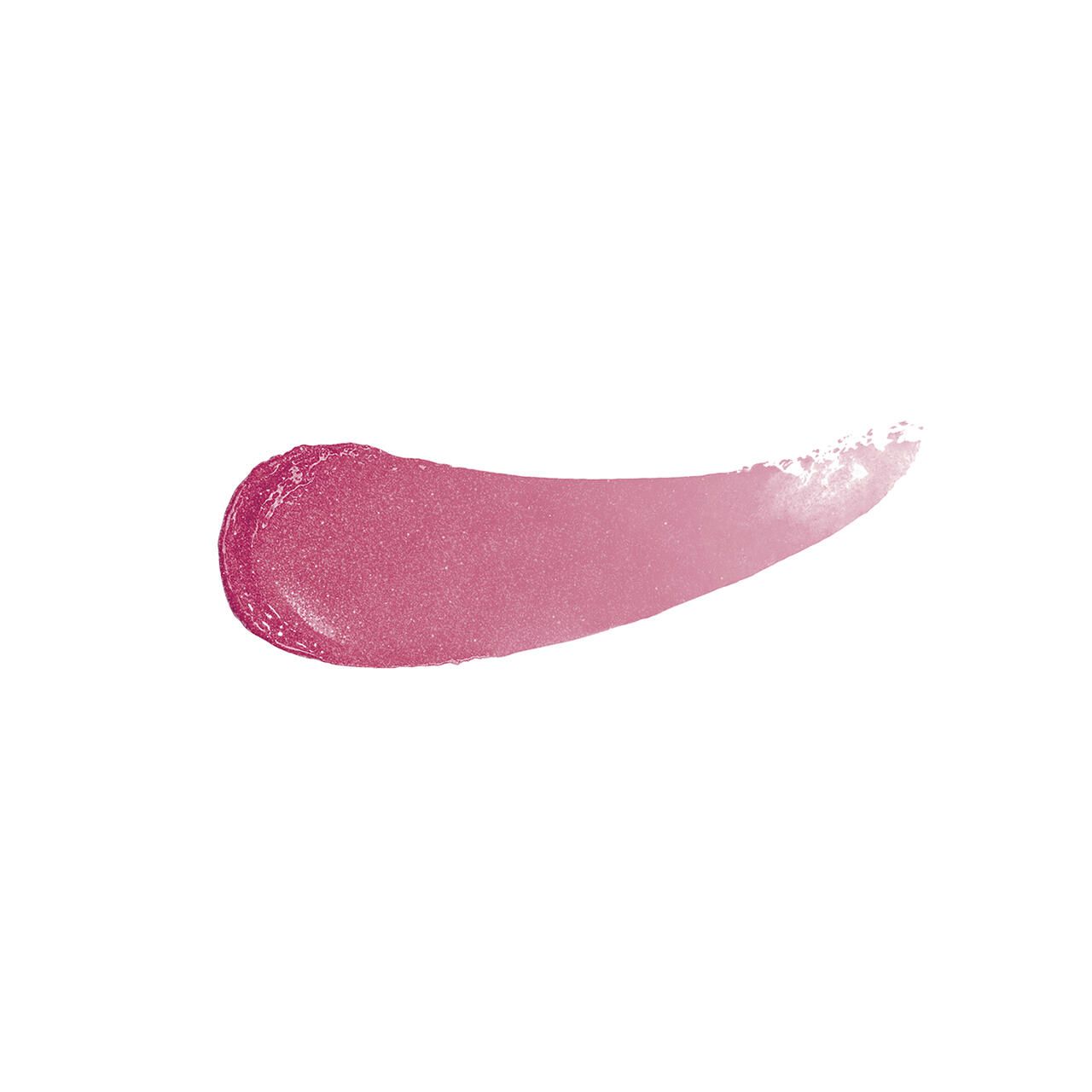 Pinkfarbener Lippenstift-Swirl auf weißem Hintergrund. Der Swirl verläuft von dunkel nach hell.