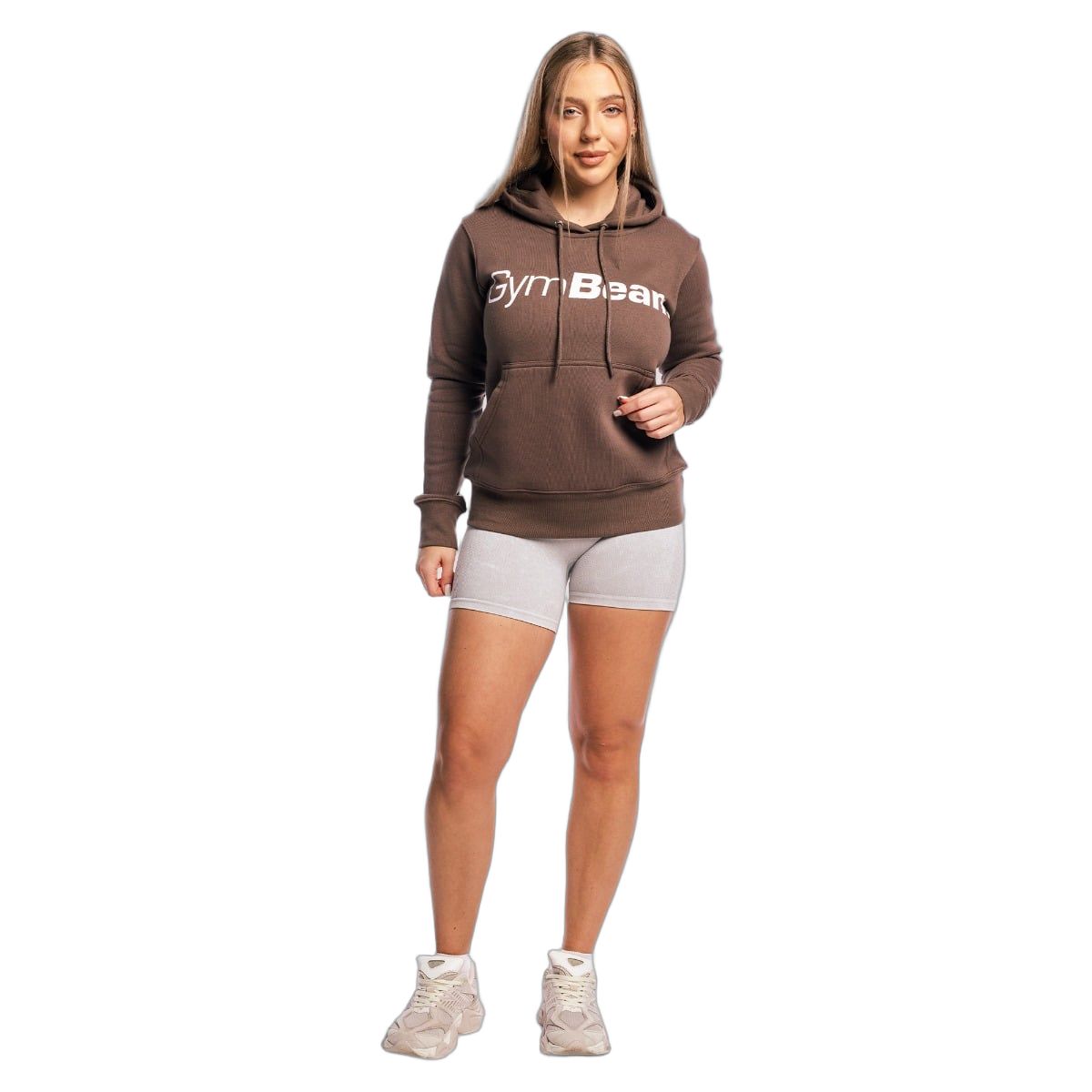 GymBeam Hoodie Damen regular mit Kapuze und Taschen in Cocoa