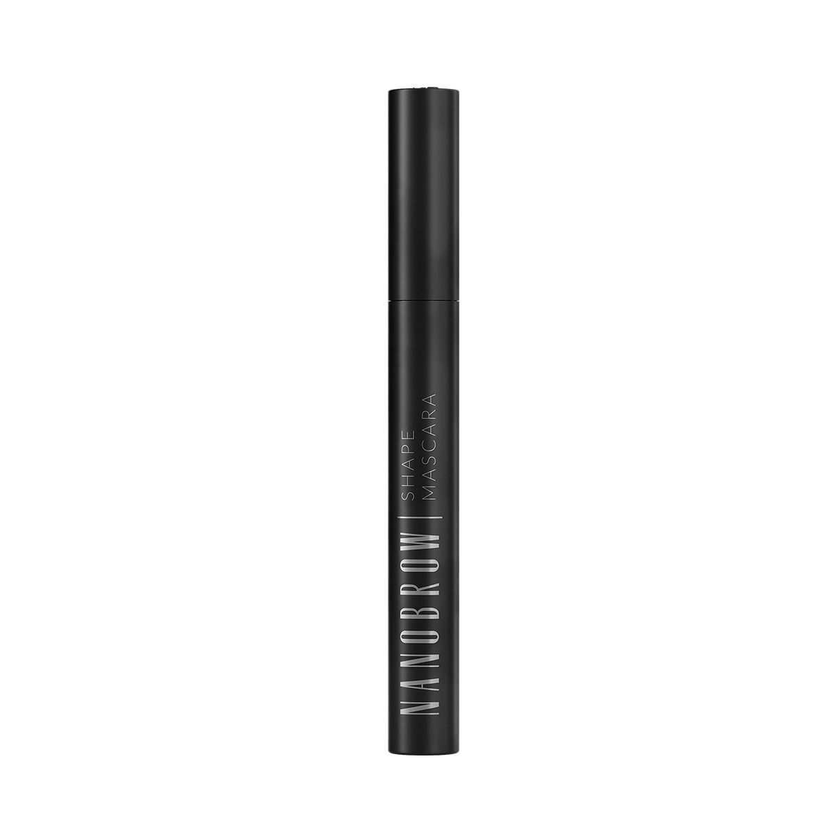 Schwarze Mascarabürste. Aufschrift: NANOBROW SHAPE MASCARA.
