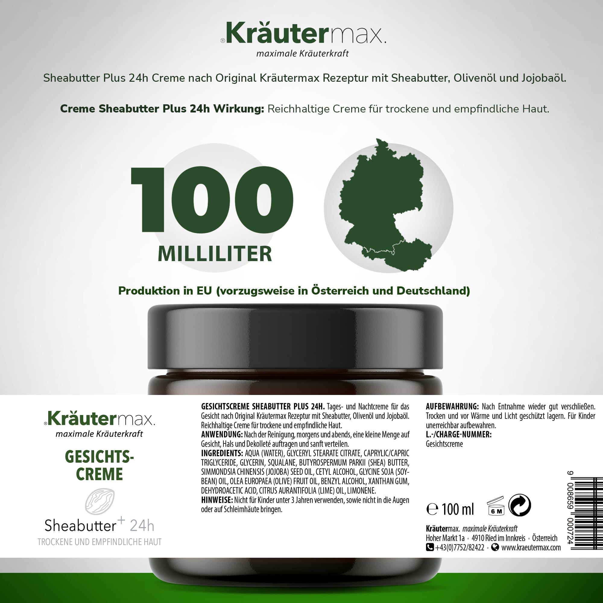 Kräutermax Gesichtscreme Sheabutter plus 24h 100 ml Tagescreme