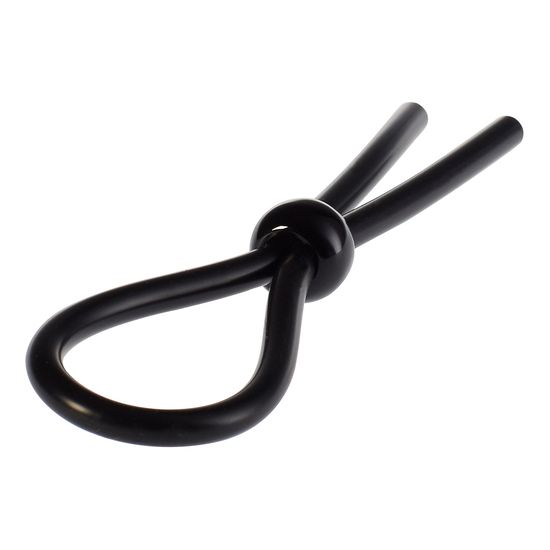 Schwarze Penisschlaufe mit Knoten. Zwei Enden. Runde Form.