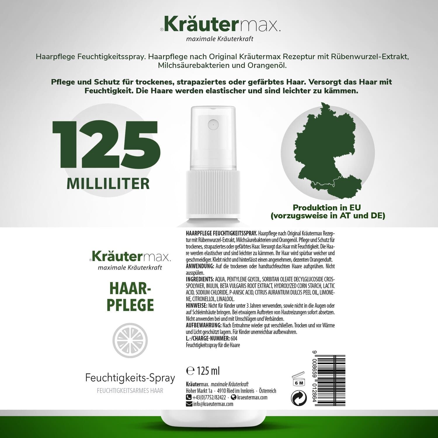 Kräutermax Haarpflege Feuchtigkeits-Spray 1 ml Spray